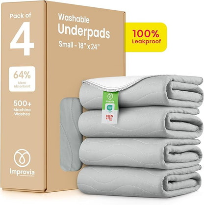 IMPROVIA® Washable Underpads, Heavy Absorbency Reusable Incontinence Pads by IMPROVIA