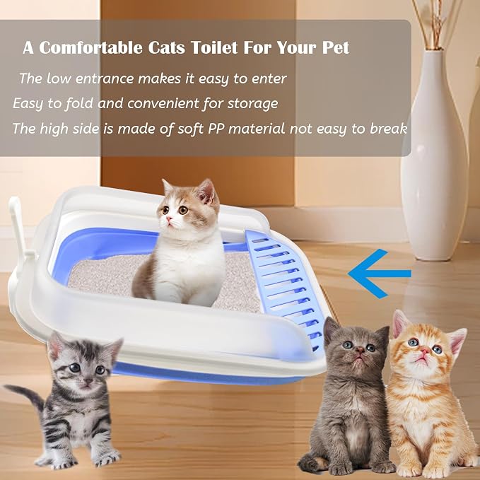 kathson Collapsible Kitten Litter Box, Foldable Anti-Splashing Small Kitty - Image 6