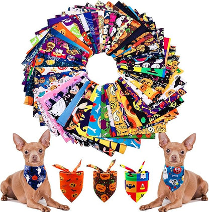 PET SHOW 50 Pack Halloween Small Dog Bandanas Girl Boy Pumpkin Bat Ghost Cat by PETSHOW