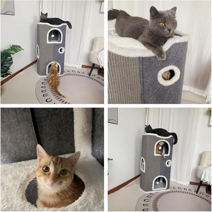 4-Level Cat House for Indoor Cats, Covered Cat Beds and Furniture - Image 6