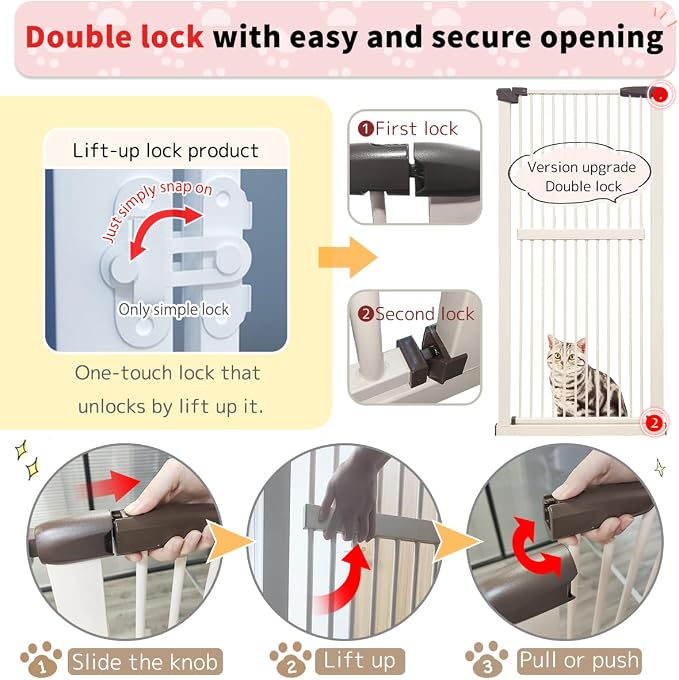 Lumizone Extra Tall Cat Gate 61.02" High Pressure Mounted Extra Wide - Image 8