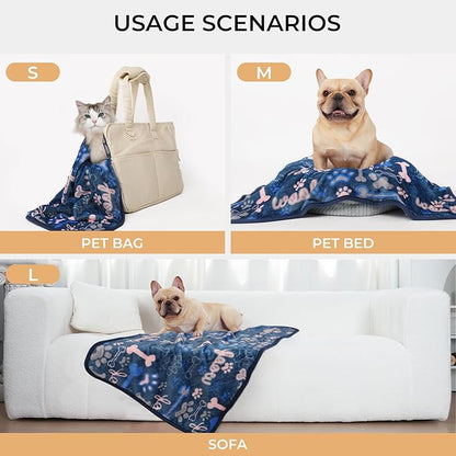 Luciphia 1 Pack 3 Blankets Fluffy Premium Fleece Pet Blanket Flannel Paw Bone - Image 2