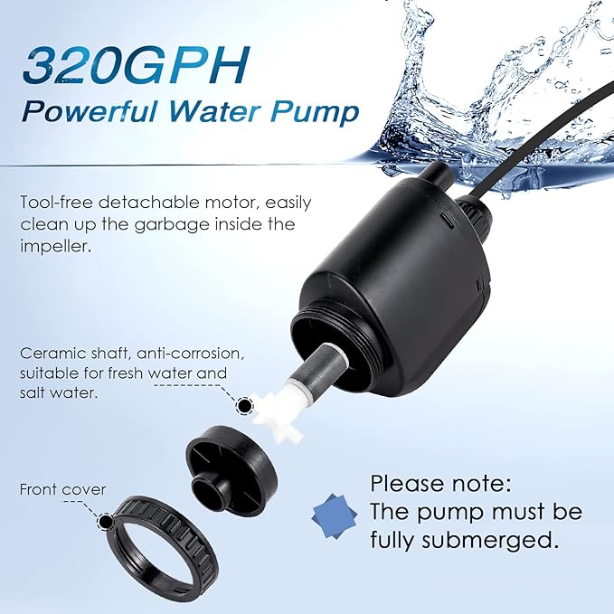 AQQA Electric Aquarium Gravel Cleaner, 6 in 1 Automatic Fish Tank Cleaning - Image 5
