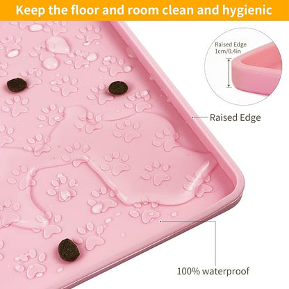 Ptlom Pet Placemat for Dog and Cat, Waterproof Non-Slip Silicone Feeding Bowl - Image 6