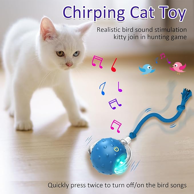 Interactive Cat Toys Ball for Indoor Cats Fast Rolling on Carpet, Chirping & - Image 5