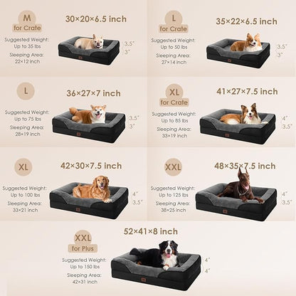 EHEYCIGA Orthopedic Dog Bed for Medium Dog, Waterproof Liner & Washable - Image 5