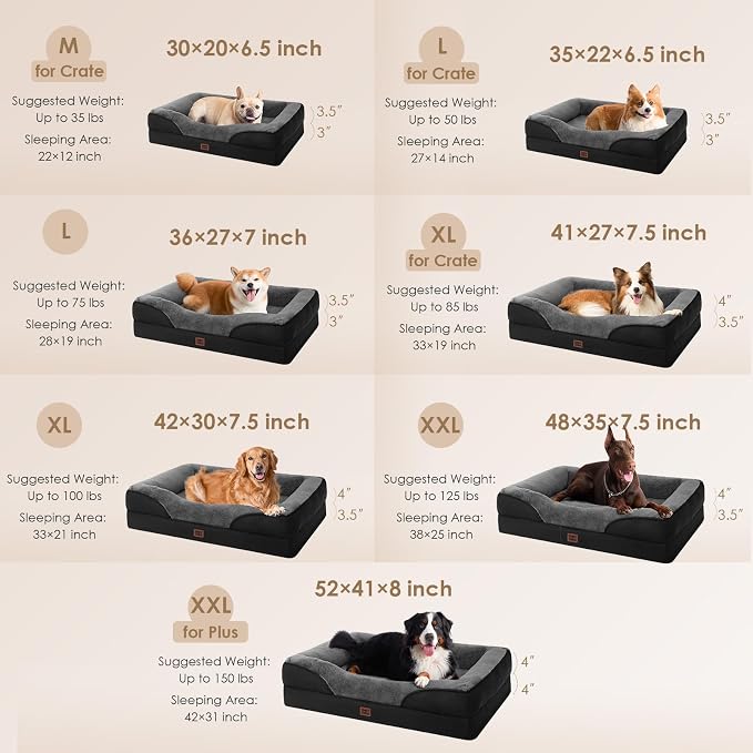 EHEYCIGA Orthopedic XL Dog Bed for Large Sized Dog, Waterproof Liner & Washable - Image 5