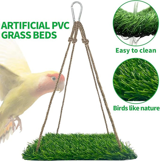 FlidRunest Large Bird Swing Toy, Bird Grass Mat Hammock Swing - Image 2