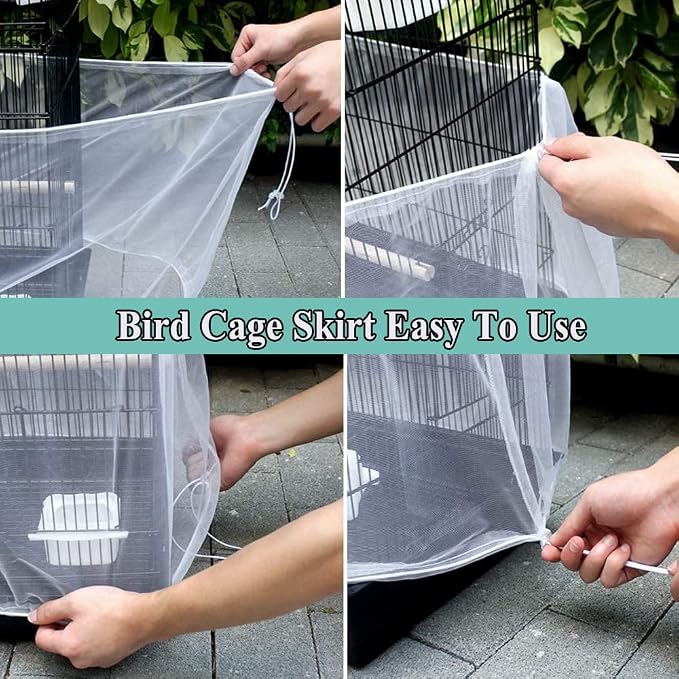 ASOCEA Bird Cage Seed Cather, Universal Adjustable Birdcage Cover Skirt Nylon - Image 5