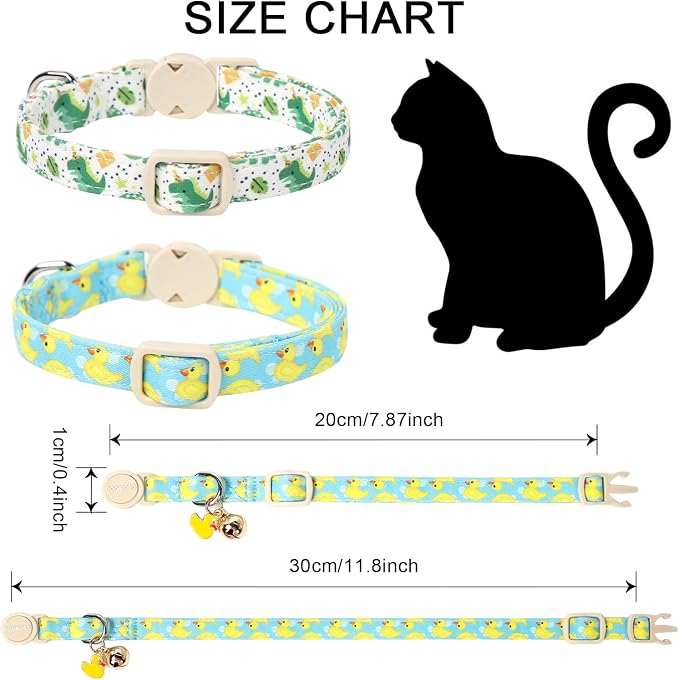 2 Pack Summer Duck Dinosaur Cat Collars Breakaway - Image 4