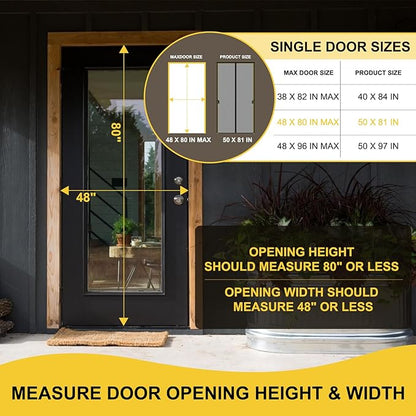 Magnetic Screen Door for 48 x 80 Inch French Door, Screen Itself Size: 50" x 81" - Image 2