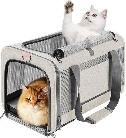 Pet Carrier for Large Cat 20 lbs+ / Soft Sided Small Dog 12 Pounds Travel Crate by GAPZER