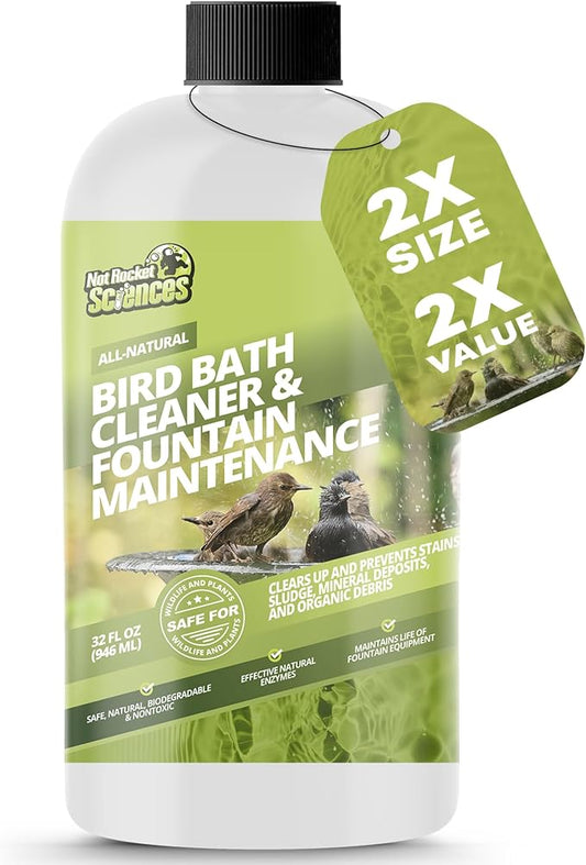 32oz Bird Bath Cleaner, Cleans 160 Gallons of Water, Ideal Fountain Cleaner Safe by Not+Rocket+Sciences