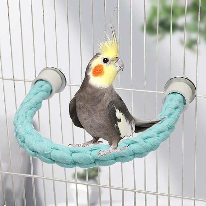 U Shape Bird Parrot Perch Stand Toy, Cotton Bendable Parakeet Standing Climbing by Dnoifne