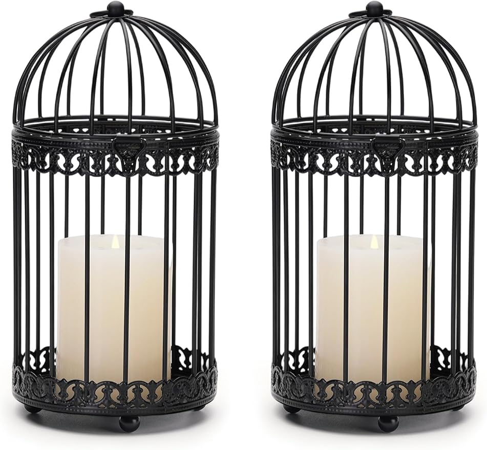 NUPTIO Black Decorative Bird Cage: Birdcage Hanging Lantern by Nuptio
