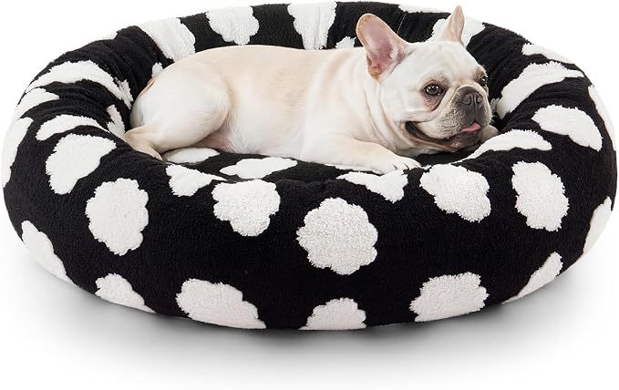 JOEJOY Donut Calming Small Dog Bed, Round Cat Beds by JOEJOY