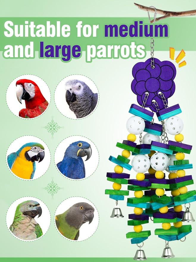Large Bird Parrot Toys with Bells- Parrots Cage Chewing Toy Gift with Colorful - Image 5