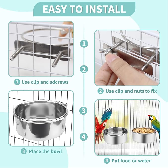 2 Pcs Bird Feeder Bowls with 3 Pcs Food Holder - Image 5
