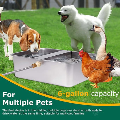 6 Gal Automatic Dog Water Bowl Dispenser Stainless Steel Dog Waterer - Image 2