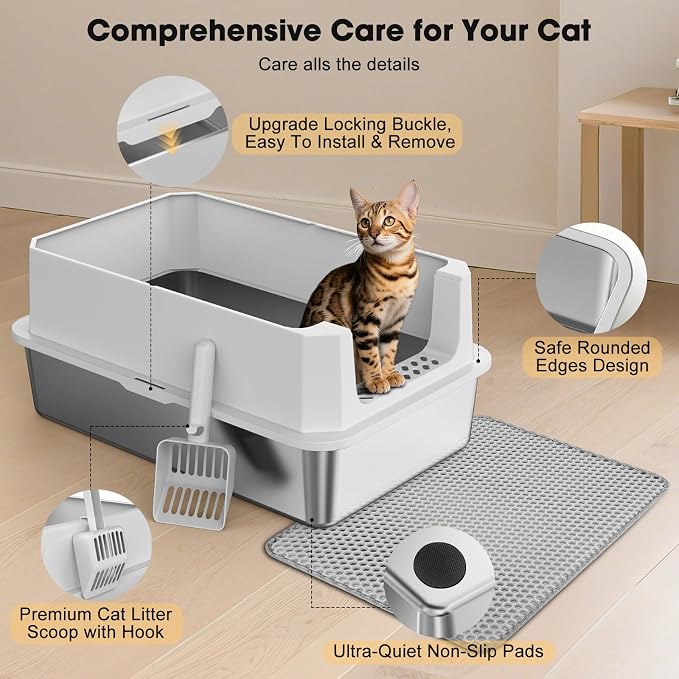 FURTIME Stainless Steel Litter Box - Image 6