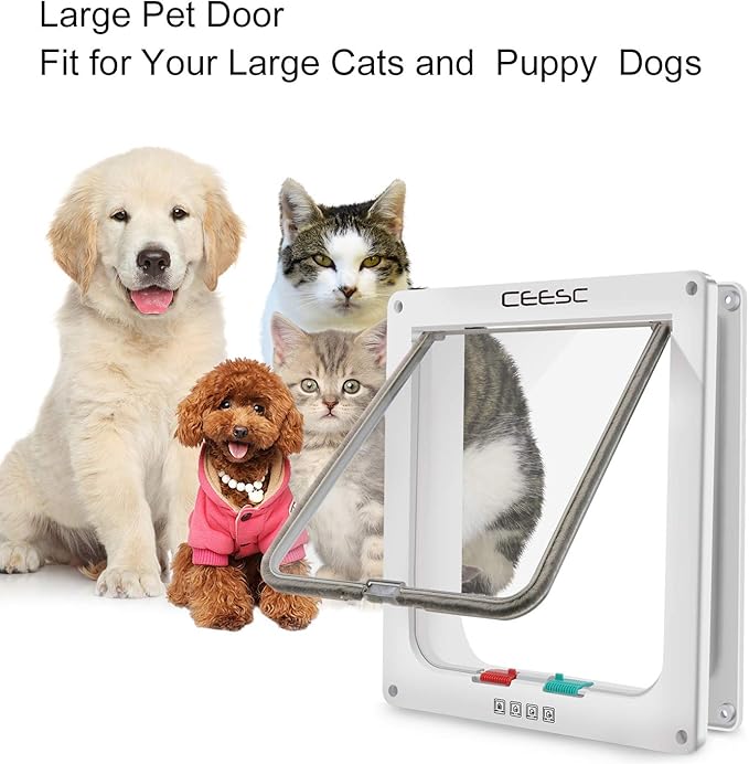CEESC Extra Large Cat Door, Weatherproof, ABS Material, 4-Way Locking Flap - Image 5