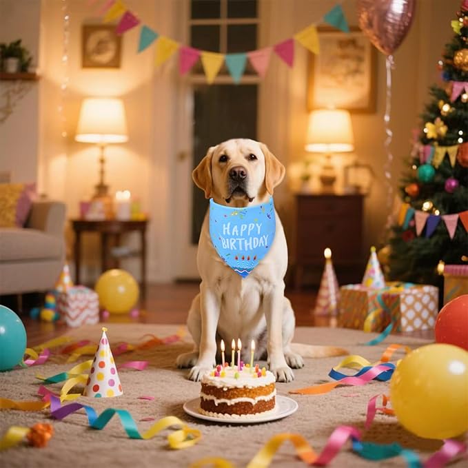 Dog Birthday Bandana Boy for Medium Large Dogs, Reversible 2 Patterns in 1 - Image 5