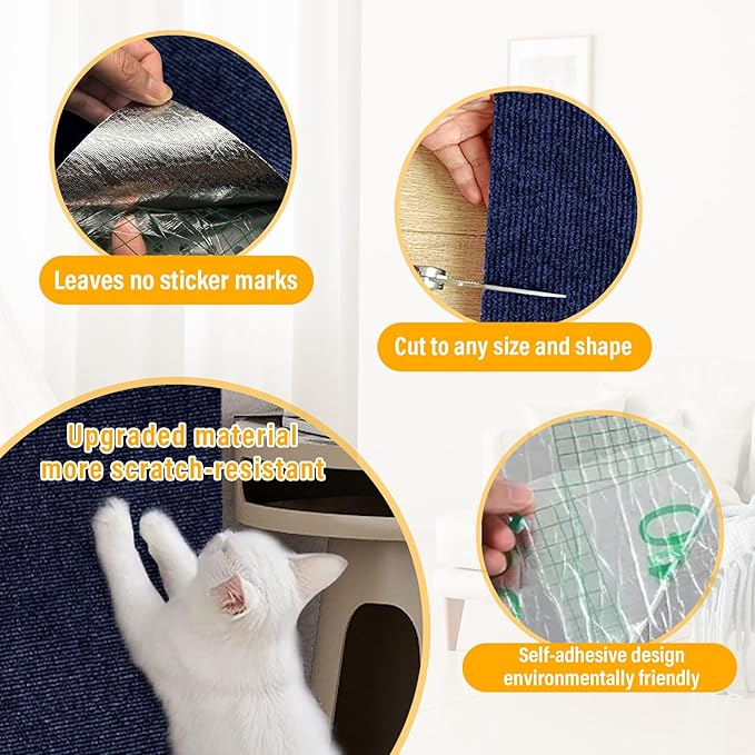 Cat Scratch Mat, 118.5"x17.4" Trimmable Self-Adhesive Cat Scratch Furniture - Image 7