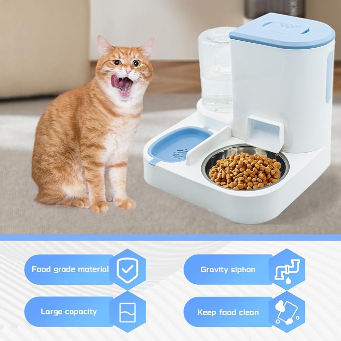Automatic Cat Food and Water Dispenser Set 2 in 1, All-in-One Gravity Pet Feeder - Image 4