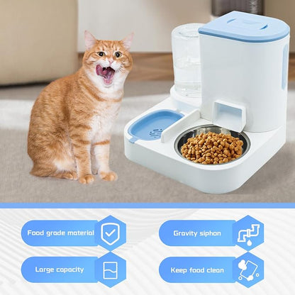 Automatic Cat Food and Water Dispenser Set 2 in 1, All-in-One Gravity Pet Feeder - Image 4