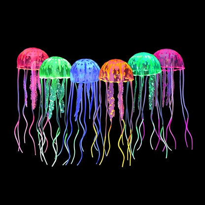 Lpraer 6 Pack Glow Jellyfish Floating Fish Tank Decorations Glowing Effect - Image 6