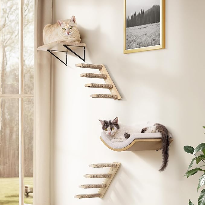 Wooden Cat Wall Steps Shelves Set, Wall Mounted Cats Shelves - Image 3