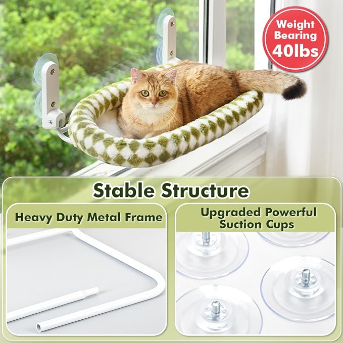 Cat Window Perch with Bolster, Cordless Foldable Cat Window Hammock with Strong - Image 8