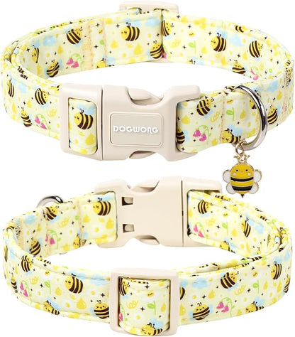 DOGWONG Spring Summer Dog Collar- Bee Flower Dog Collar, Adjustable Soft Girl - Image 2
