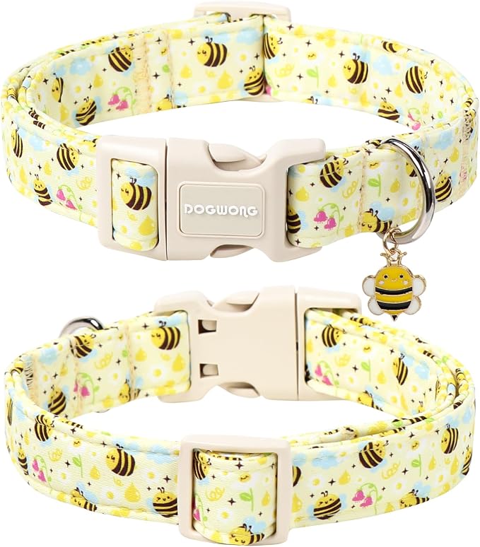 DOGWONG Spring Summer Dog Collar- Bee Flower Dog Collar, Adjustable Soft Girl - Image 2