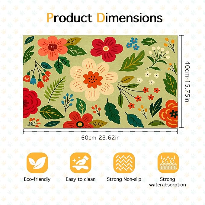 Non Slip Pet Feeding Mat with Floral Design - Image 6