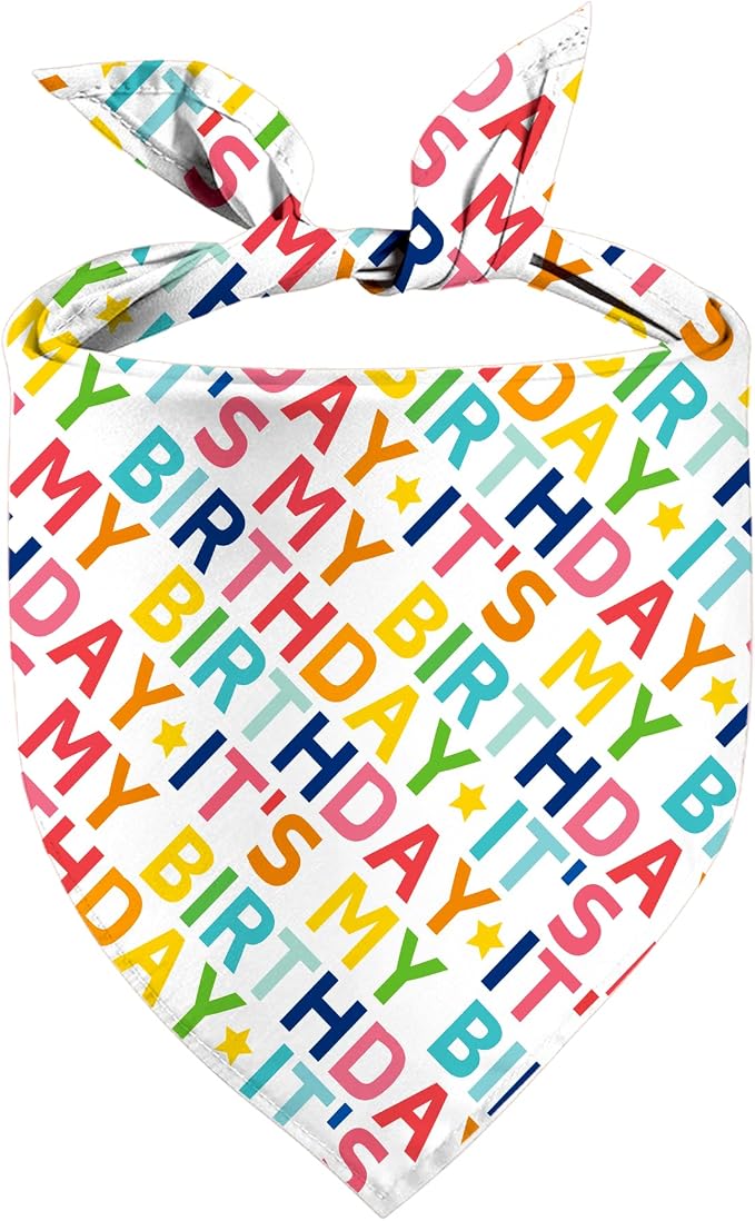 Birthday Dog Bandanas 1 Pack, Colorful HBD Dog Scarfs by Yaofavo