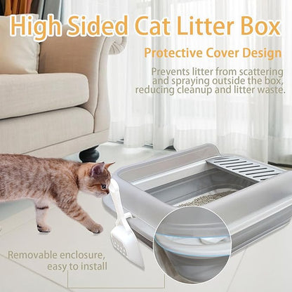 Collapsible Kitten Litter Box, Open High Sided Cat Potty Pan - Image 3