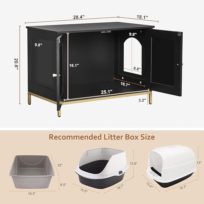 Homhedy Cat Litter Box Enclosure, Cat Washroom Furniture - Image 5