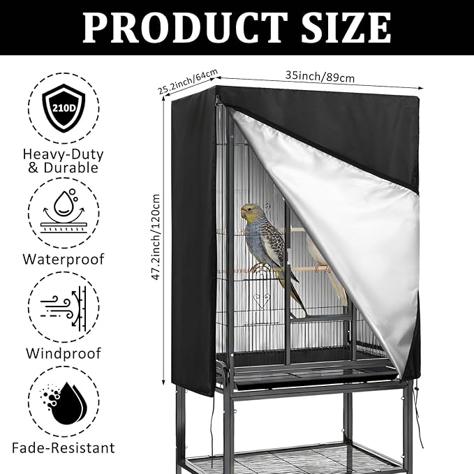 Bird Cage Cover 35"x25"x47" Heavy Duty Waterproof Bird cage Covers - Image 2