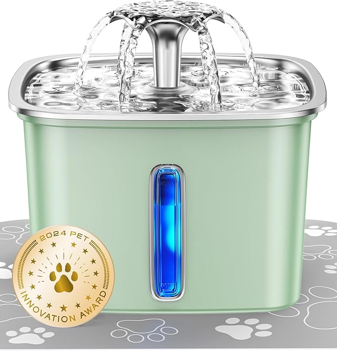 Veken Innovation Award Winner Stainless Steel Cat Water Fountain, 95oz/2.8L by Veken