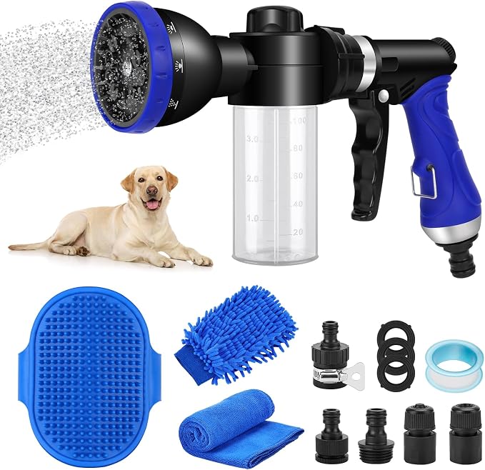 Pet Bathing Sprayer Kit, 10 Spray Patterns, Adjustable Hose Wash Sprayer by PWEZON