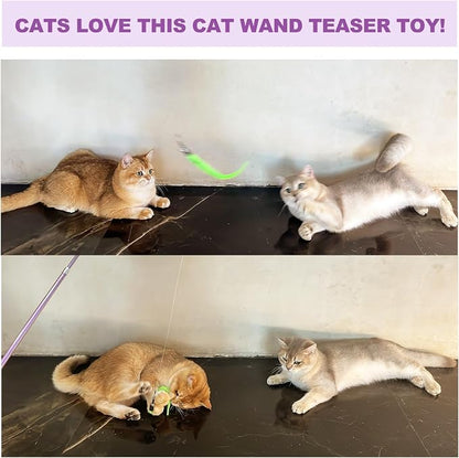 Cat Toys for Indoor Cats, 2 Retractable Cat Wand & 7PCS Worm Teaser Refills - Image 4