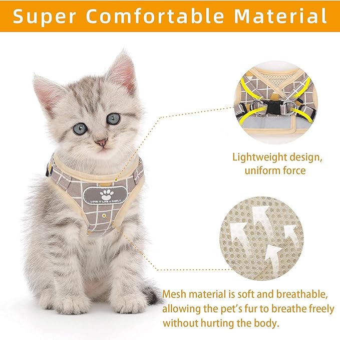 Khaki-Pattern, XS Cat & Dog Vest Harness - Image 2