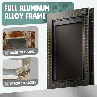 All Aluminum Cat Door Interior Door Black 3 Flaps, - Image 3