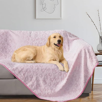 Stuffed Premium Soft Dog Blanket, Flannel Pink Stuff Cute Paw Print, 43 * 66 - Image 3