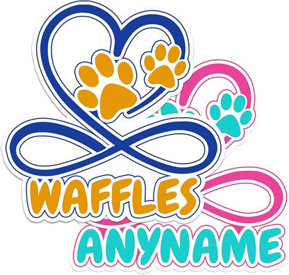 Custom Pet Name Sticker Personalized Text Infinity Heart Pawprint Animal Lovers by SANGAROM