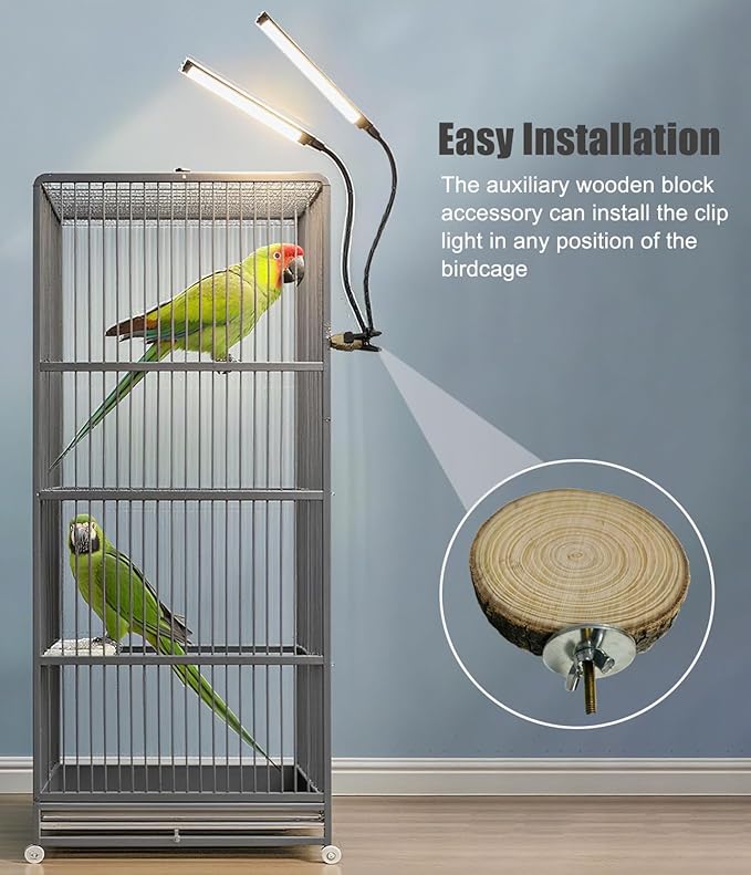 KINGYEENUO Double-Headed LED Bird Cage Light, Full Spectrum LED Pet Light - Image 2