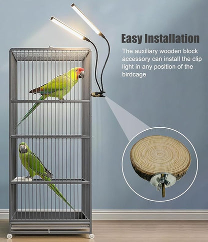 KINGYEENUO Double-Headed LED Bird Cage Light, Full Spectrum LED Pet Light - Image 2