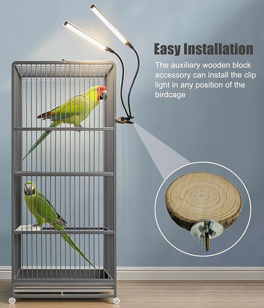 KINGYEENUO Double-Headed LED Bird Cage Light, Full Spectrum LED Pet Light - Image 2