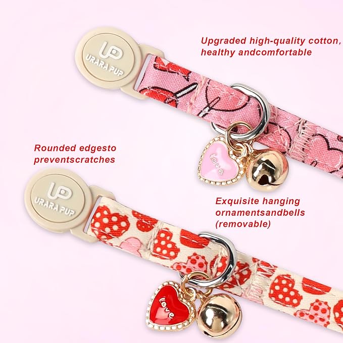 Cat Collar, Sweet Heart Kitten Collars Pink Hearts - Image 2